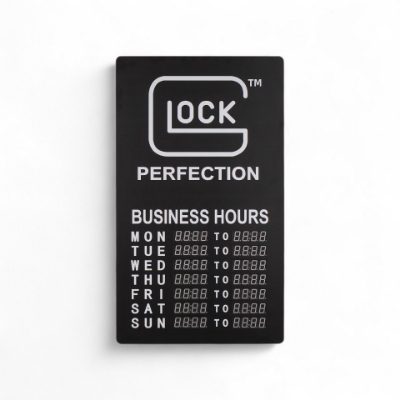 Glock LED Sign Vertical with business hours display