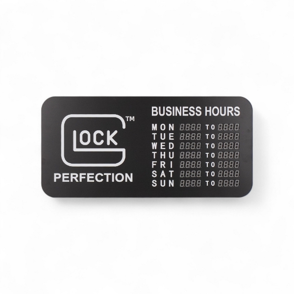 Glock LED Sign Horizontal with business hours display