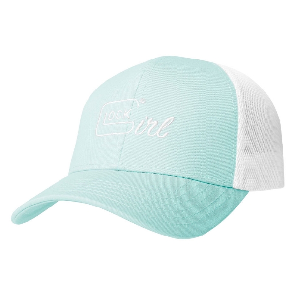 Teal GLOCK Girl hat with white mesh back and white embroidered GLOCK Girl logo.